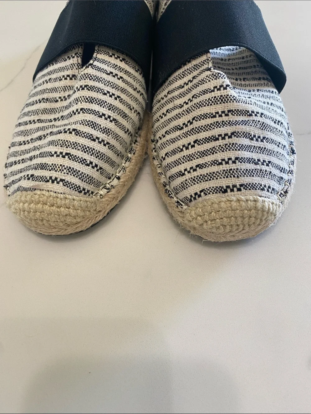 Lord & Taylor Fyona Black and Cream Striped Slip-On Espadrilles Women 8